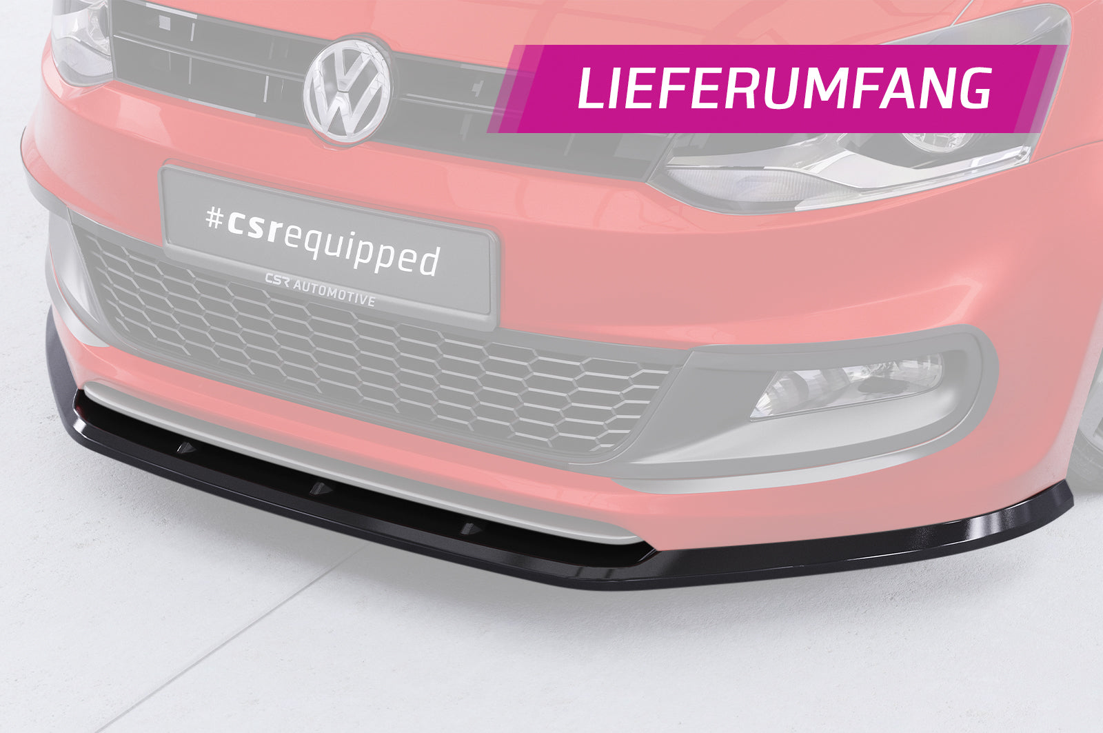 CSR Frontspoiler | Cup-Spoilerlippe mit ABE für VW Polo V (Typ 6R, 6C) R-Line CSL400-L Unlackiert roh (Lackierung erforderlich)