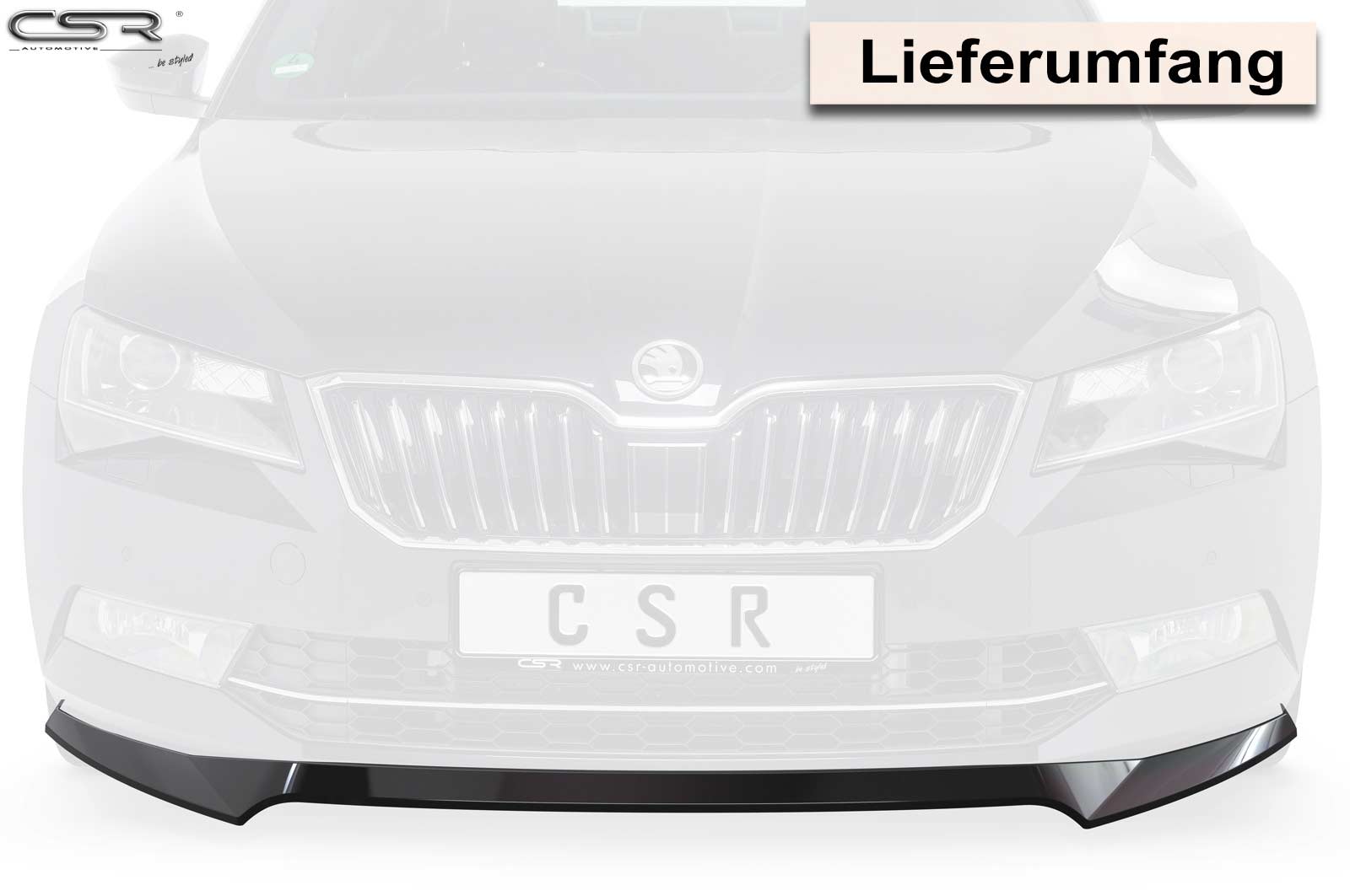 CSR Frontspoiler | Cup-Spoilerlippe mit ABE für Skoda Superb III (Typ 3V) CSL401-S Strukturiert schwarz matt (keine Lackierung erforderlich)