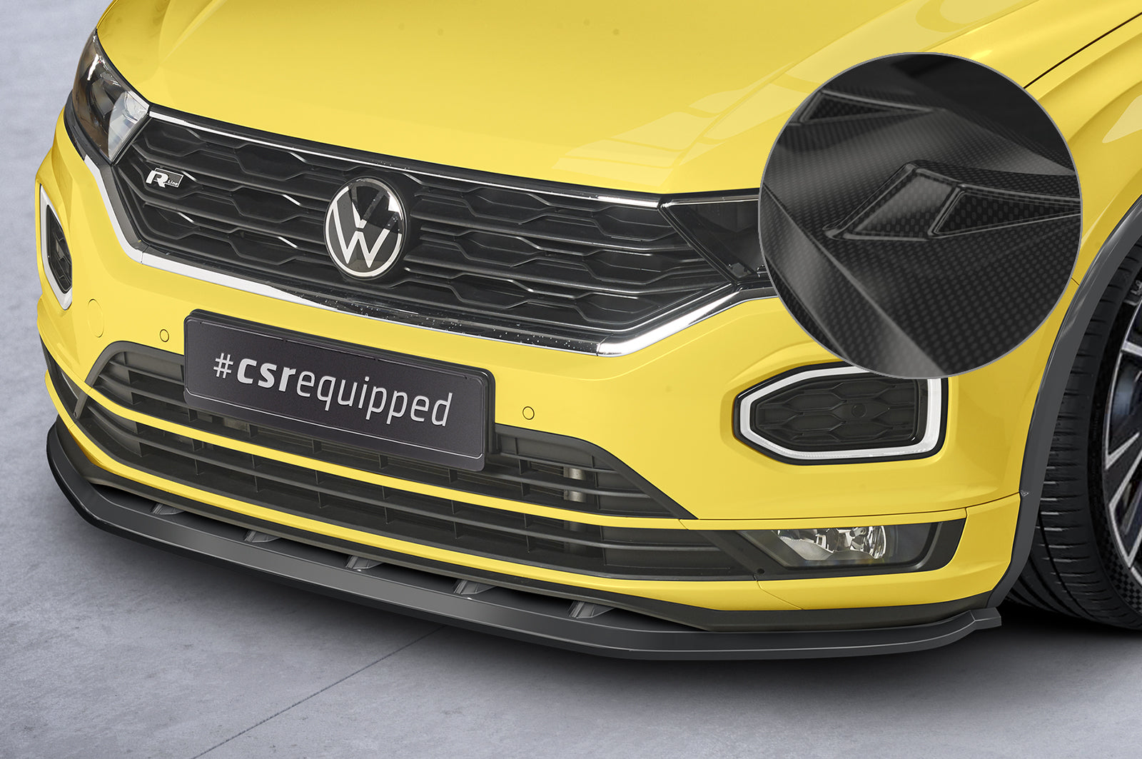 CSR Frontspoiler | Cup-Spoilerlippe mit ABE für VW T-Roc (A1) R-Line CSL402-C Carbon Look Hochglanz (keine Lackierung erforderlich)
