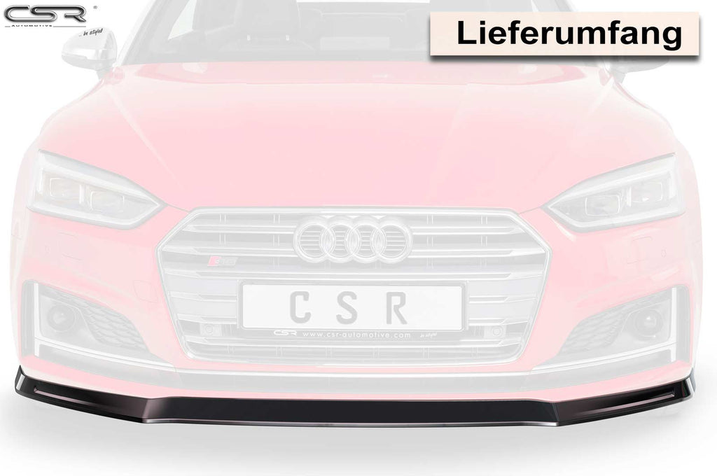 CSR Frontspoiler | Cup-Spoilerlippe mit ABE für Audi A5 F5 S-Line / S5 F5 CSL403-C Carbon Look Hochglanz (keine Lackierung erforderlich)