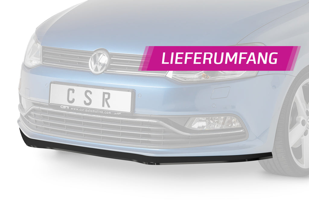 CSR Frontspoiler | Cup-Spoilerlippe mit ABE für VW Polo V (6R/6C) Basis/GTI CSL407-S Strukturiert schwarz matt (keine Lackierung erforderlich)