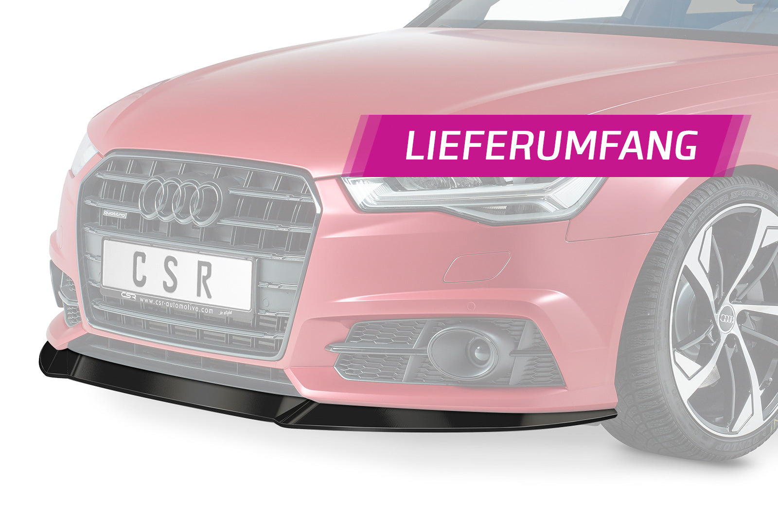 CSR Frontspoiler | Cup-Spoilerlippe mit ABE für Audi A6 C7 4G S-Line/ S6 C7 4G CSL410-G Glossy schwarz Hochglanz (keine Lackierung erforderlich)