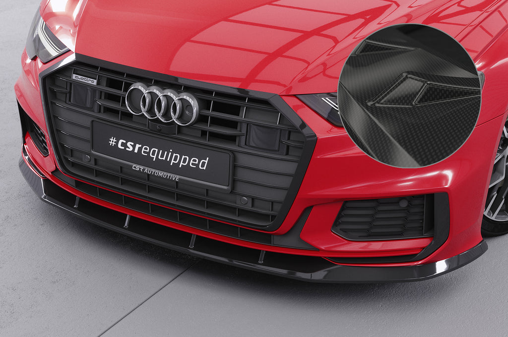 CSR Frontspoiler | Cup-Spoilerlippe mit ABE für Audi A6 S-Line / S6 C8 (Typ 4K/F2) CSL413-C Carbon Look Hochglanz (keine Lackierung erforderlich)