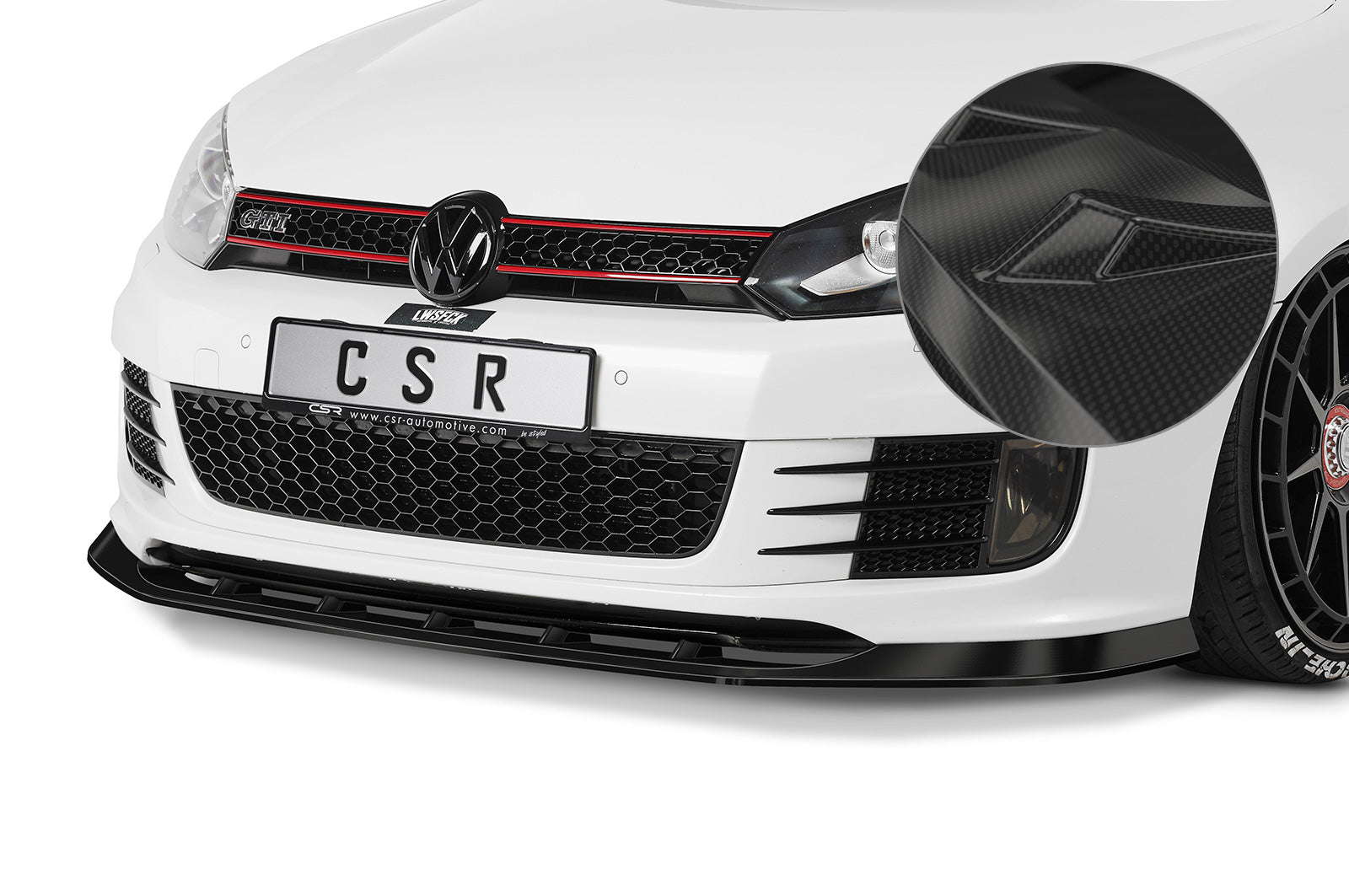 CSR Frontspoiler | Cup-Spoilerlippe mit ABE für VW Golf 6 GTI Edition 35 CSL415-C Carbon Look Hochglanz (keine Lackierung erforderlich)
