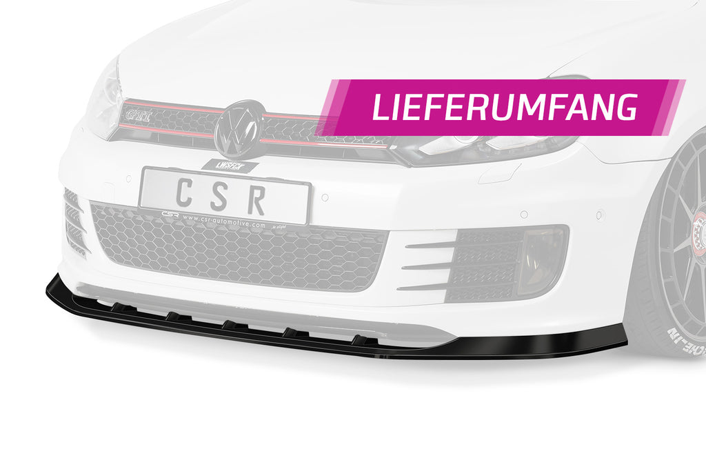CSR Frontspoiler | Cup-Spoilerlippe mit ABE für VW Golf 6 GTI Edition 35 CSL415-G Glossy schwarz Hochglanz (keine Lackierung erforderlich)