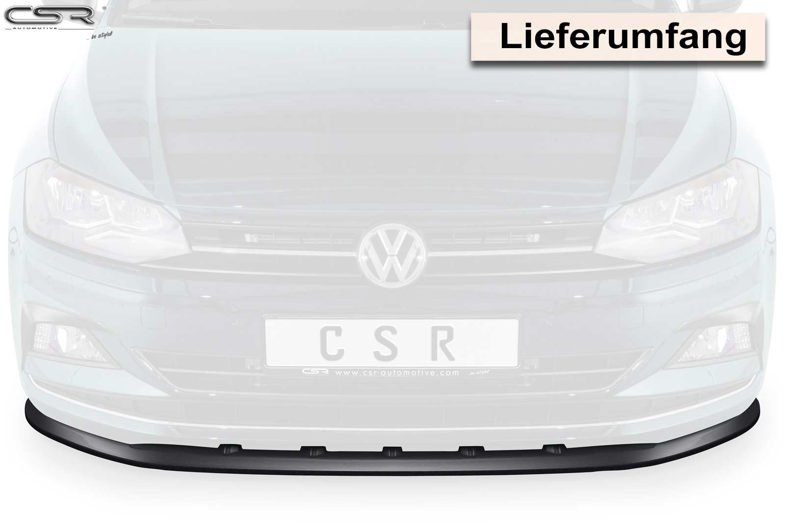 CSR Frontspoiler | Cup-Spoilerlippe mit ABE für VW Polo VI 2G (Typ AW) CSL417-L Unlackiert roh (Lackierung erforderlich)