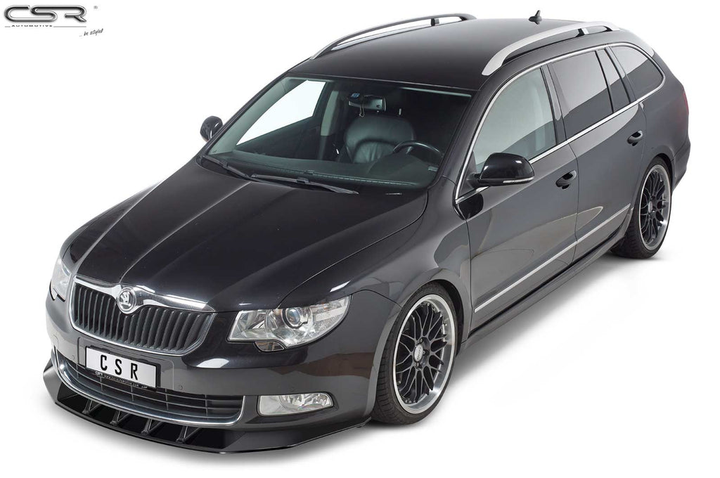 CSR Frontspoiler | Cup-Spoilerlippe mit ABE für Skoda Superb II CSL420-C Carbon Look Hochglanz (keine Lackierung erforderlich)