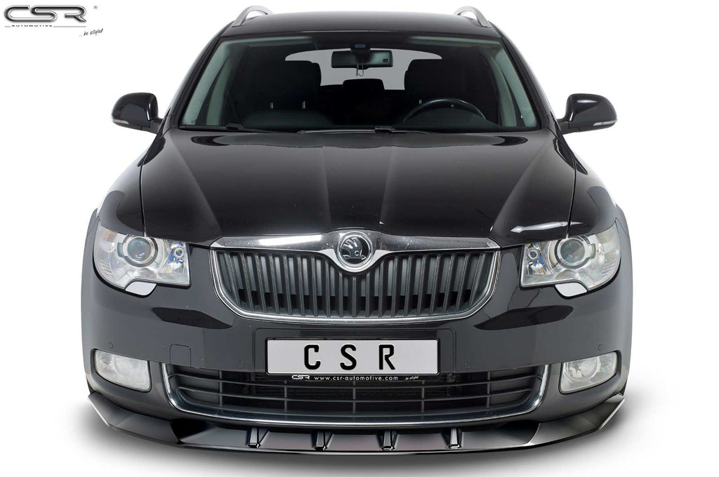 CSR Frontspoiler | Cup-Spoilerlippe mit ABE für Skoda Superb II CSL420-C Carbon Look Hochglanz (keine Lackierung erforderlich)