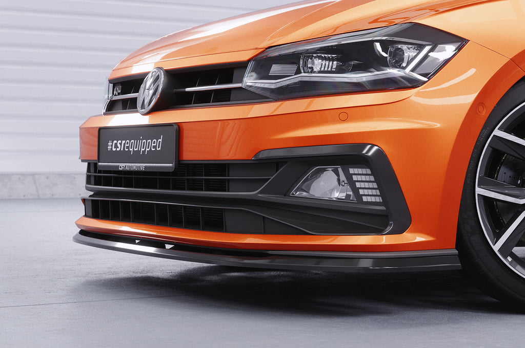 CSR Frontspoiler | Cup-Spoilerlippe mit ABE für VW Polo VI 2G (Typ AW) GTI / R-Line CSL425-C Carbon Look Hochglanz (keine Lackierung erforderlich)