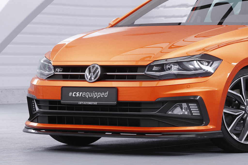 CSR Frontspoiler | Cup-Spoilerlippe mit ABE für VW Polo VI 2G (Typ AW) GTI / R-Line CSL425-C Carbon Look Hochglanz (keine Lackierung erforderlich)