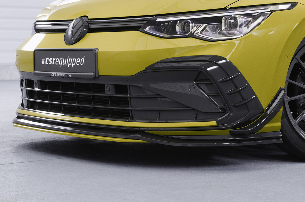 CSR Frontspoiler | Cup-Spoilerlippe mit ABE für VW Golf 8 GTI, GTD, GTE, R-Line CSL429-S Strukturiert schwarz matt (keine Lackierung erforderlich)