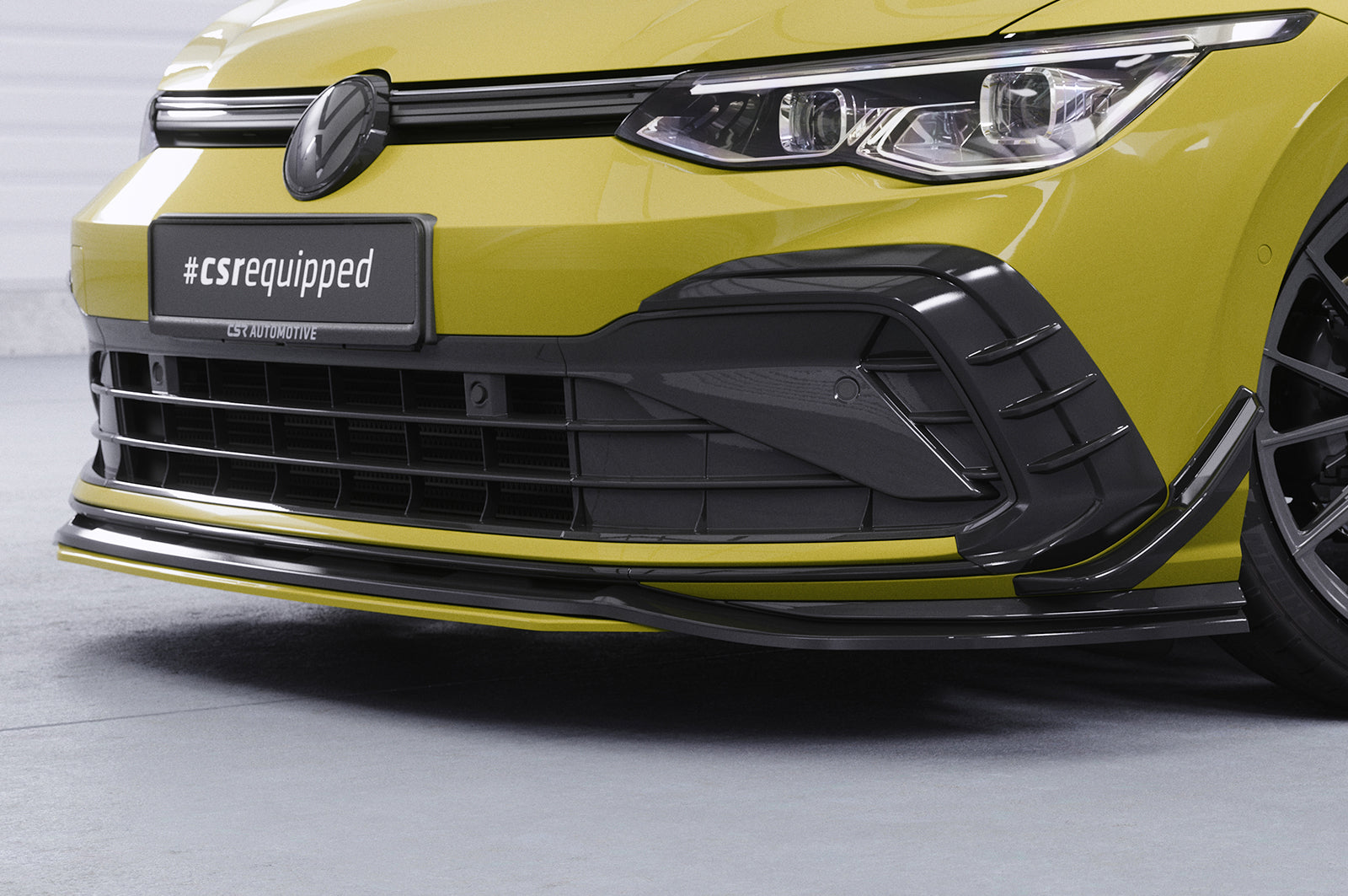 CSR Frontspoiler | Cup-Spoilerlippe mit ABE für VW Golf 8 GTI, GTD, GTE, R-Line CSL429-C Carbon Look Hochglanz (keine Lackierung erforderlich)
