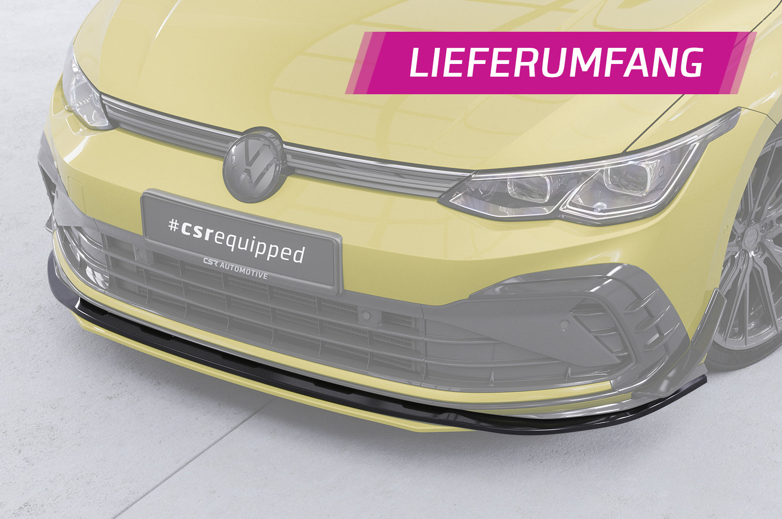 CSR Frontspoiler | Cup-Spoilerlippe mit ABE für VW Golf 8 GTI, GTD, GTE, R-Line CSL429-C Carbon Look Hochglanz (keine Lackierung erforderlich)