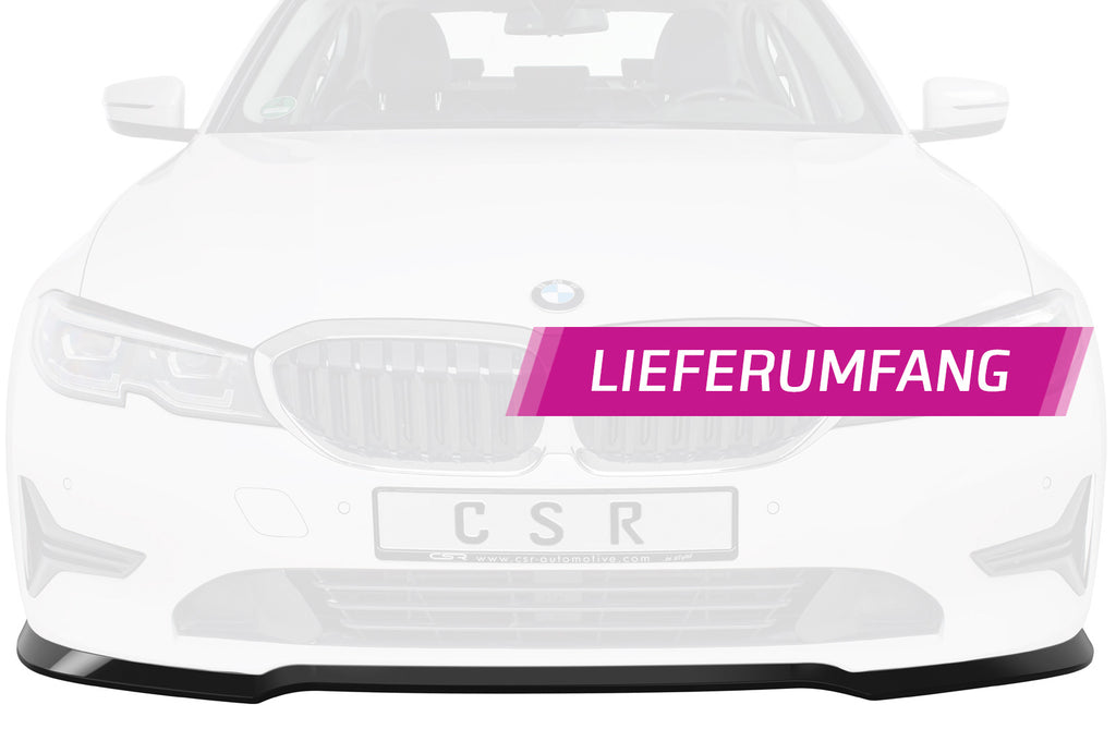 CSR Frontspoiler | Cup-Spoilerlippe mit ABE für BMW 3er G20 Limousine / G21 Touring CSL444-G Glossy schwarz Hochglanz (keine Lackierung erforderlich)