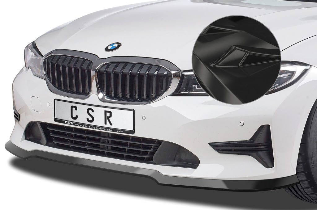 CSR Frontspoiler | Cup-Spoilerlippe mit ABE für BMW 3er G20 Limousine / G21 Touring CSL444-G Glossy schwarz Hochglanz (keine Lackierung erforderlich)