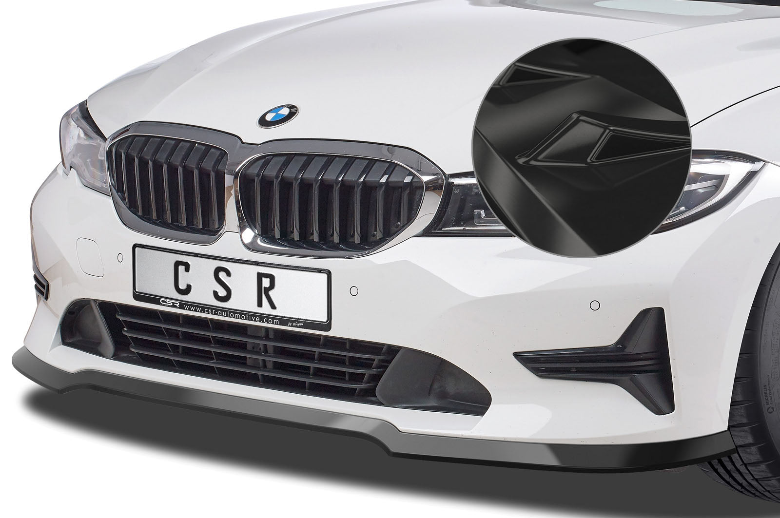 CSR Frontspoiler | Cup-Spoilerlippe mit ABE für BMW 3er G20 Limousine / G21 Touring CSL444-G Glossy schwarz Hochglanz (keine Lackierung erforderlich)