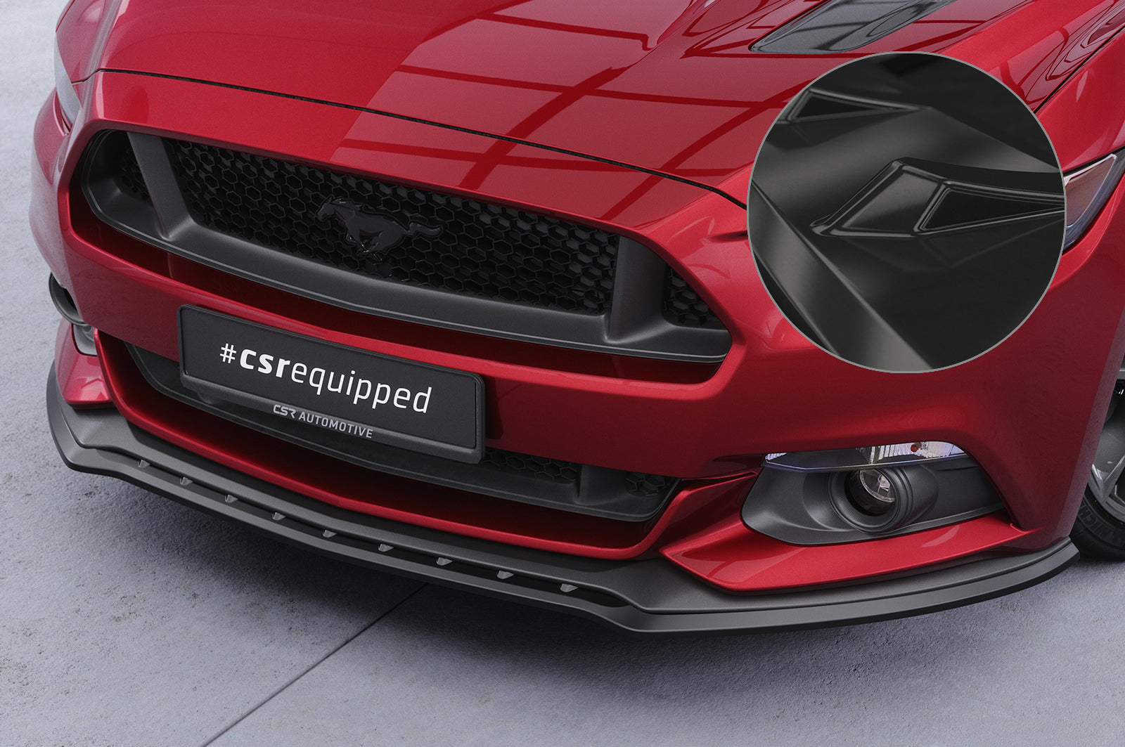 CSR Frontspoiler | Cup-Spoilerlippe mit ABE für Ford Mustang VI CSL448-G Glossy schwarz Hochglanz (keine Lackierung erforderlich)