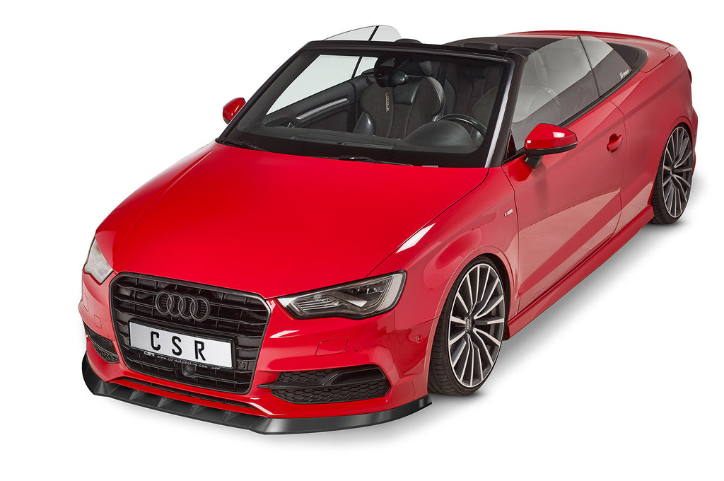CSR Frontspoiler | Cup-Spoilerlippe mit ABE für Audi S3 / A3 8V S-Line Cabrio / Limo CSL453-C Carbon Look Hochglanz (keine Lackierung erforderlich)