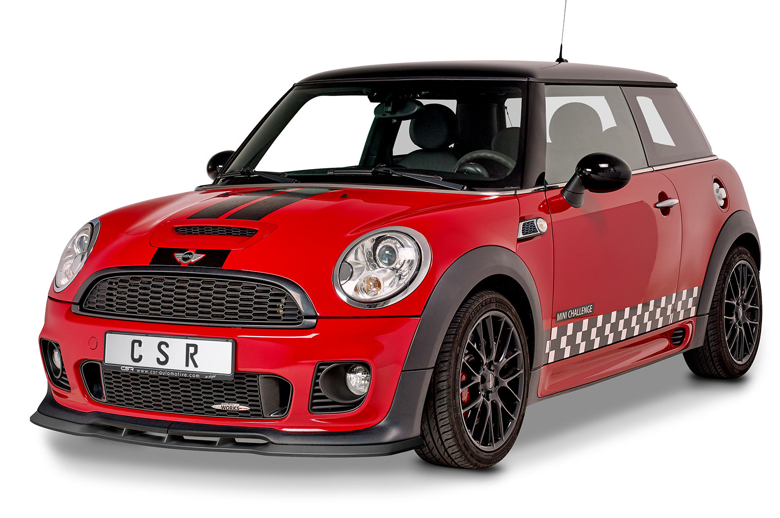 CSR Frontspoiler | Cup-Spoilerlippe mit ABE für Mini R56 John Cooper Works CSR-CSL454-C Carbon Look Hochglanz (keine Lackierung erforderlich)
