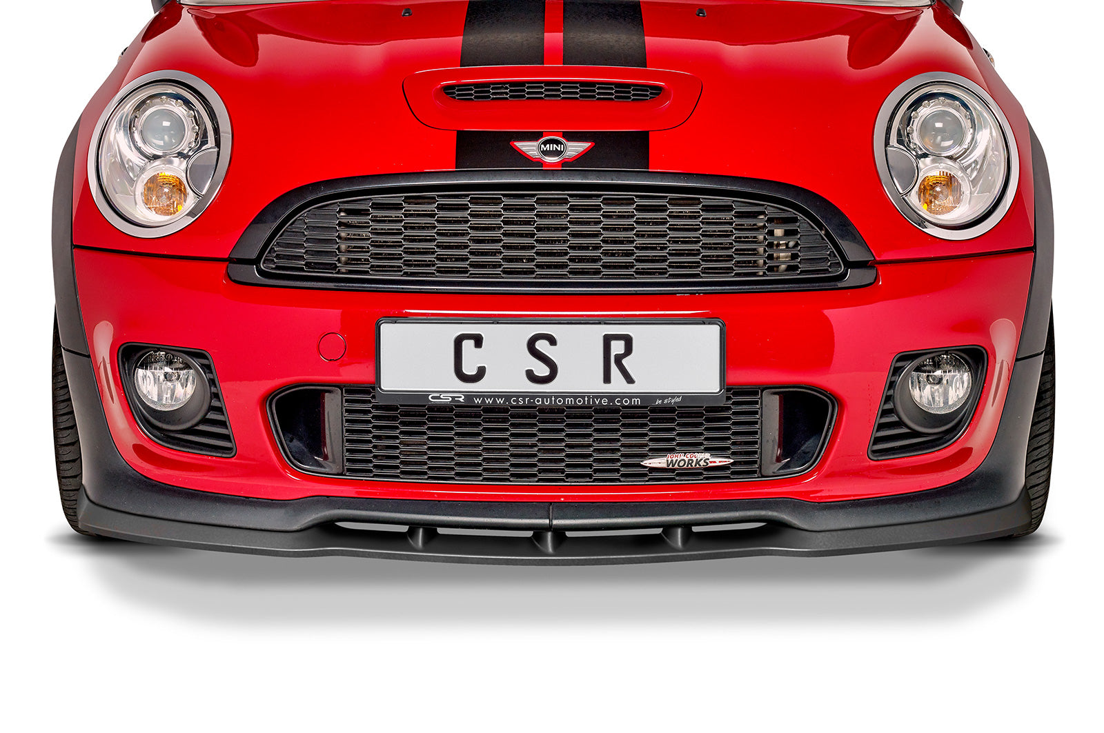 CSR Frontspoiler | Cup-Spoilerlippe mit ABE für Mini R56 John Cooper Works CSR-CSL454-C Carbon Look Hochglanz (keine Lackierung erforderlich)