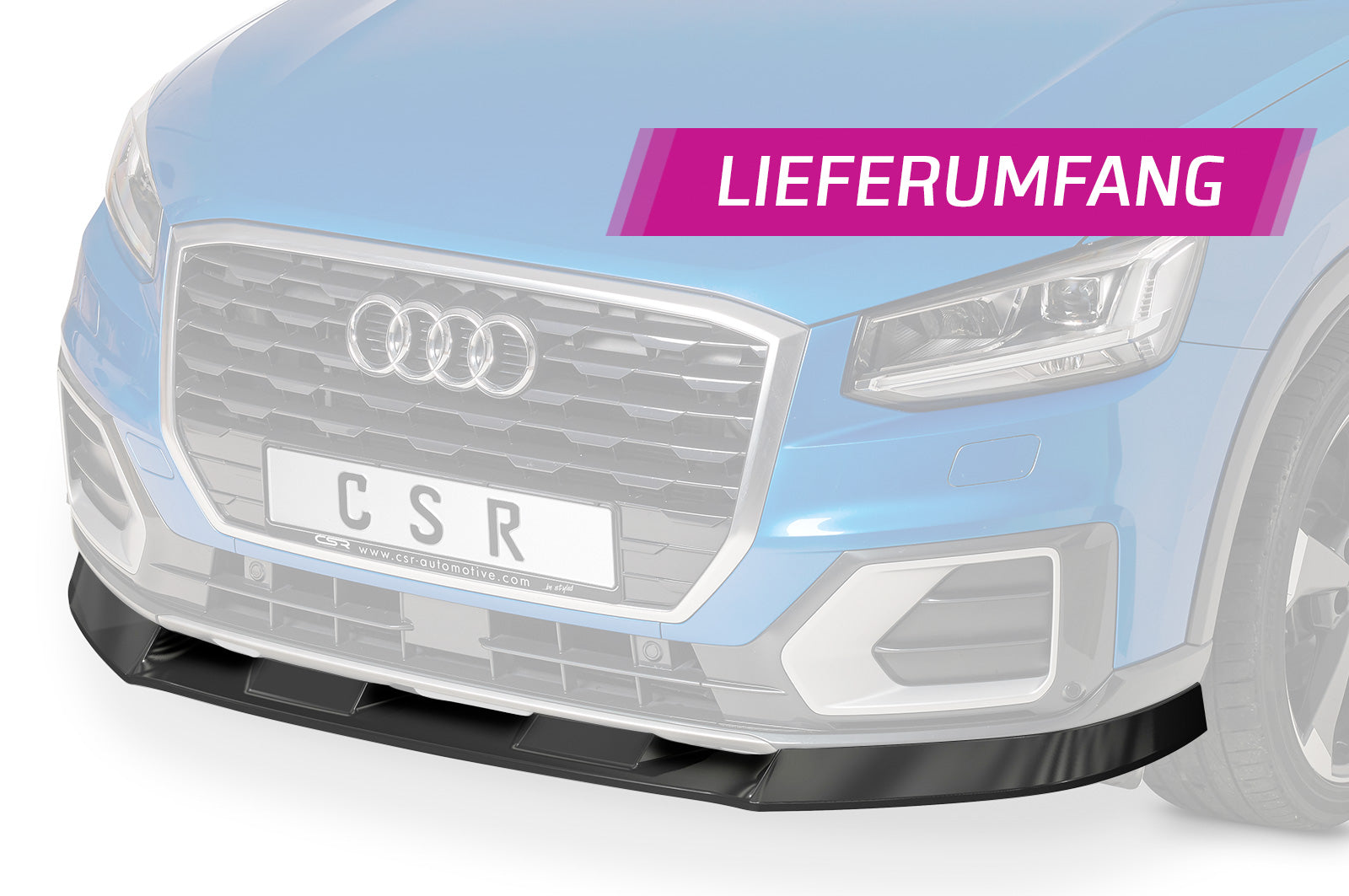 CSR Frontspoiler | Cup-Spoilerlippe mit ABE für Audi Q2 S-Line CSL457-G Glossy schwarz Hochglanz (keine Lackierung erforderlich)