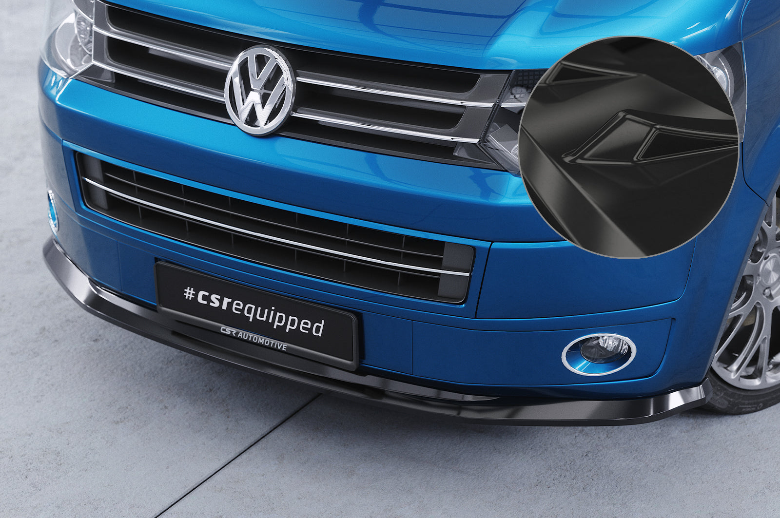 CSR Frontspoiler | Cup-Spoilerlippe mit ABE für VW T5 Bus CSL465-G Glossy schwarz Hochglanz (keine Lackierung erforderlich)