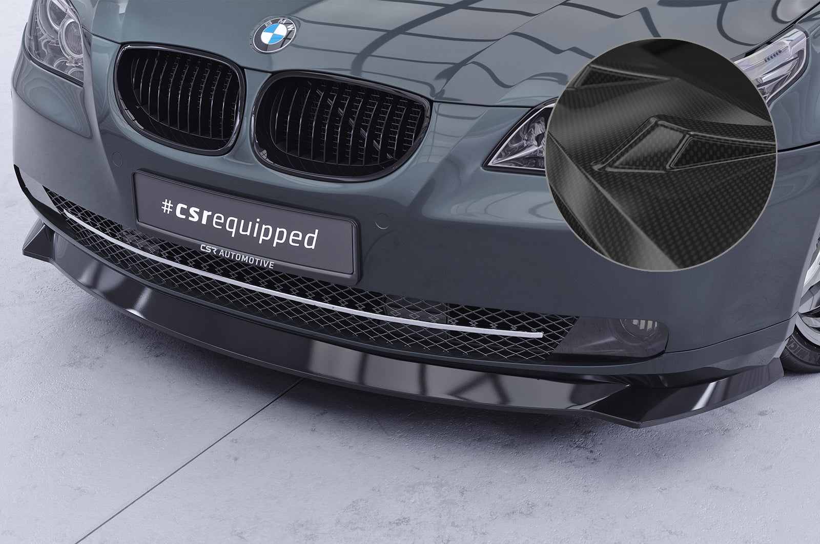 CSR Frontspoiler | Cup-Spoilerlippe mit ABE für BMW 5er E60 / E61 Facelift CSL467-C Carbon Look Hochglanz (keine Lackierung erforderlich)