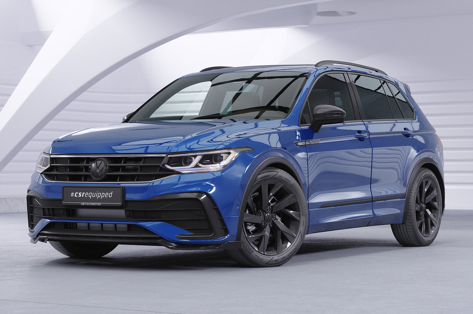 CSR Frontspoiler | Cup-Spoilerlippe mit ABE für VW Tiguan II (Typ AD1) R-Line CSL475-C Carbon Look Hochglanz (keine Lackierung erforderlich)