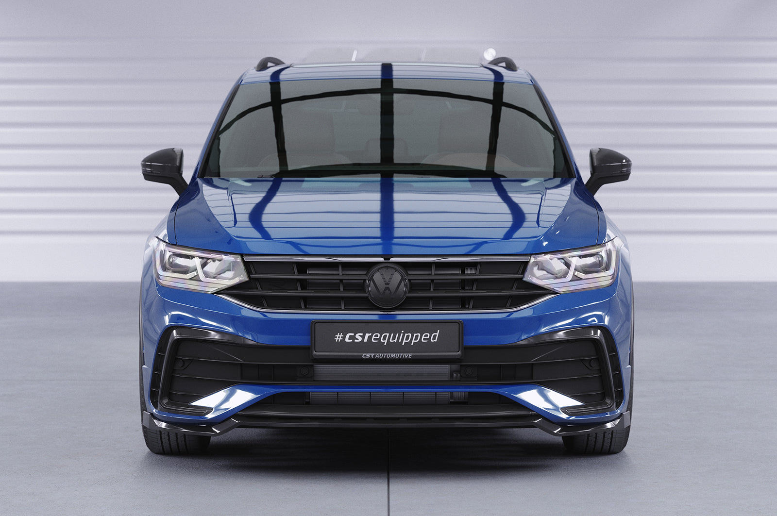 CSR Frontspoiler | Cup-Spoilerlippe mit ABE für VW Tiguan II (Typ AD1) R-Line CSL475-G Glossy schwarz Hochglanz (keine Lackierung erforderlich)
