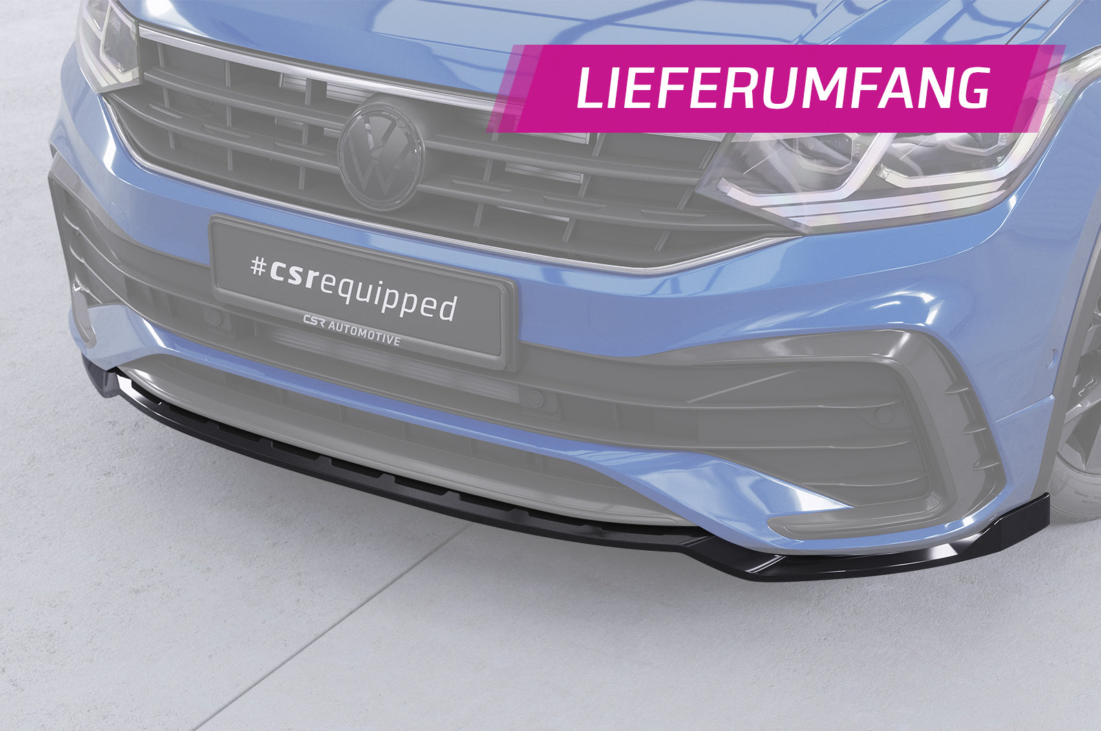 CSR Frontspoiler | Cup-Spoilerlippe mit ABE für VW Tiguan II (Typ AD1) R-Line CSL475-C Carbon Look Hochglanz (keine Lackierung erforderlich)