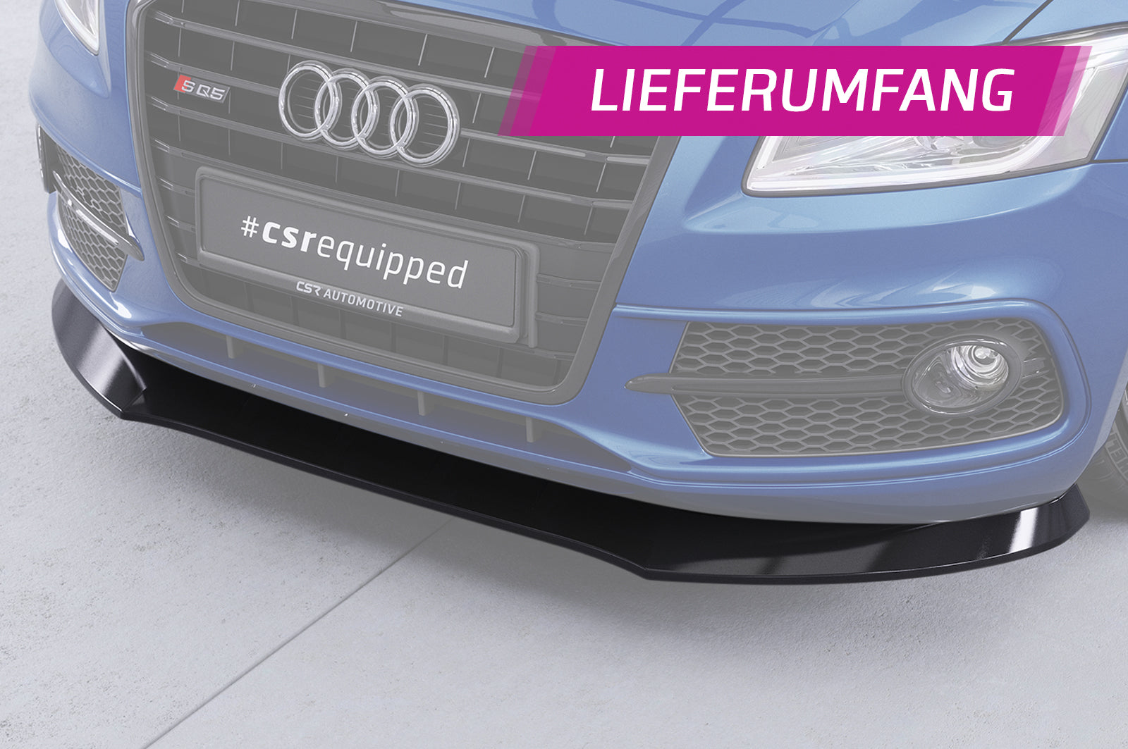 CSR Frontspoiler | Cup-Spoilerlippe mit ABE für Audi SQ5 (8R) CSL480-G Glossy schwarz Hochglanz (keine Lackierung erforderlich)
