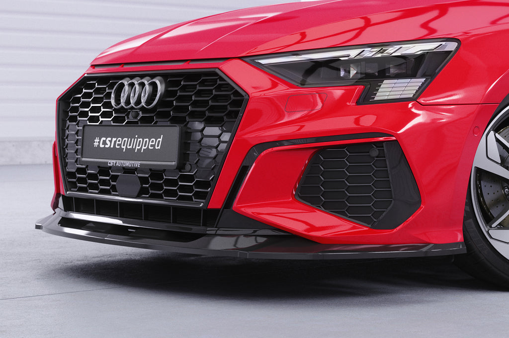 CSR Frontspoiler | Cup-Spoilerlippe mit ABE für Audi A3 8Y S-Line / S3 8Y CSL483-C Carbon Look Hochglanz (keine Lackierung erforderlich)
