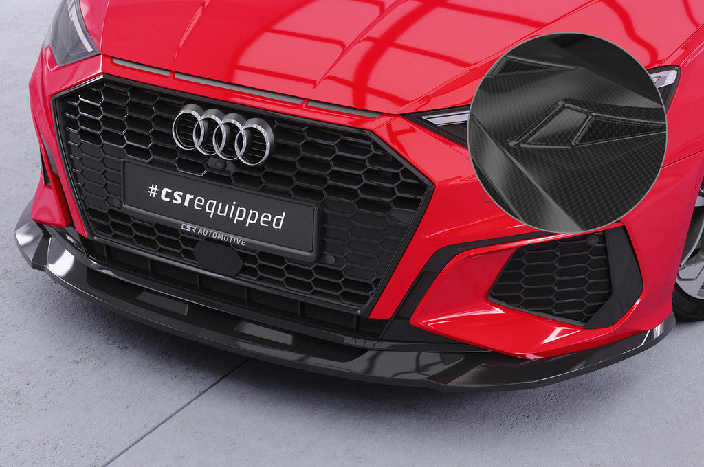 CSR Frontspoiler | Cup-Spoilerlippe mit ABE für Audi A3 8Y S-Line / S3 8Y CSL483-C Carbon Look Hochglanz (keine Lackierung erforderlich)