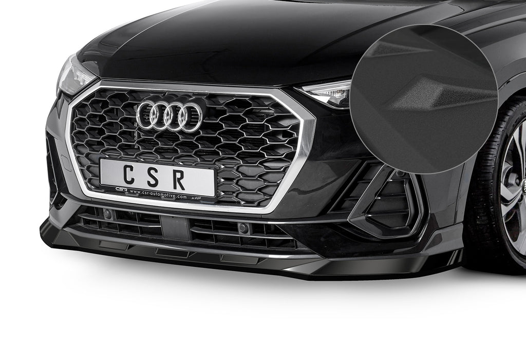CSR Frontspoiler | Cup-Spoilerlippe mit ABE für Audi Q3 (Typ F3) Sportback CSL485-S Strukturiert schwarz matt (keine Lackierung erforderlich)