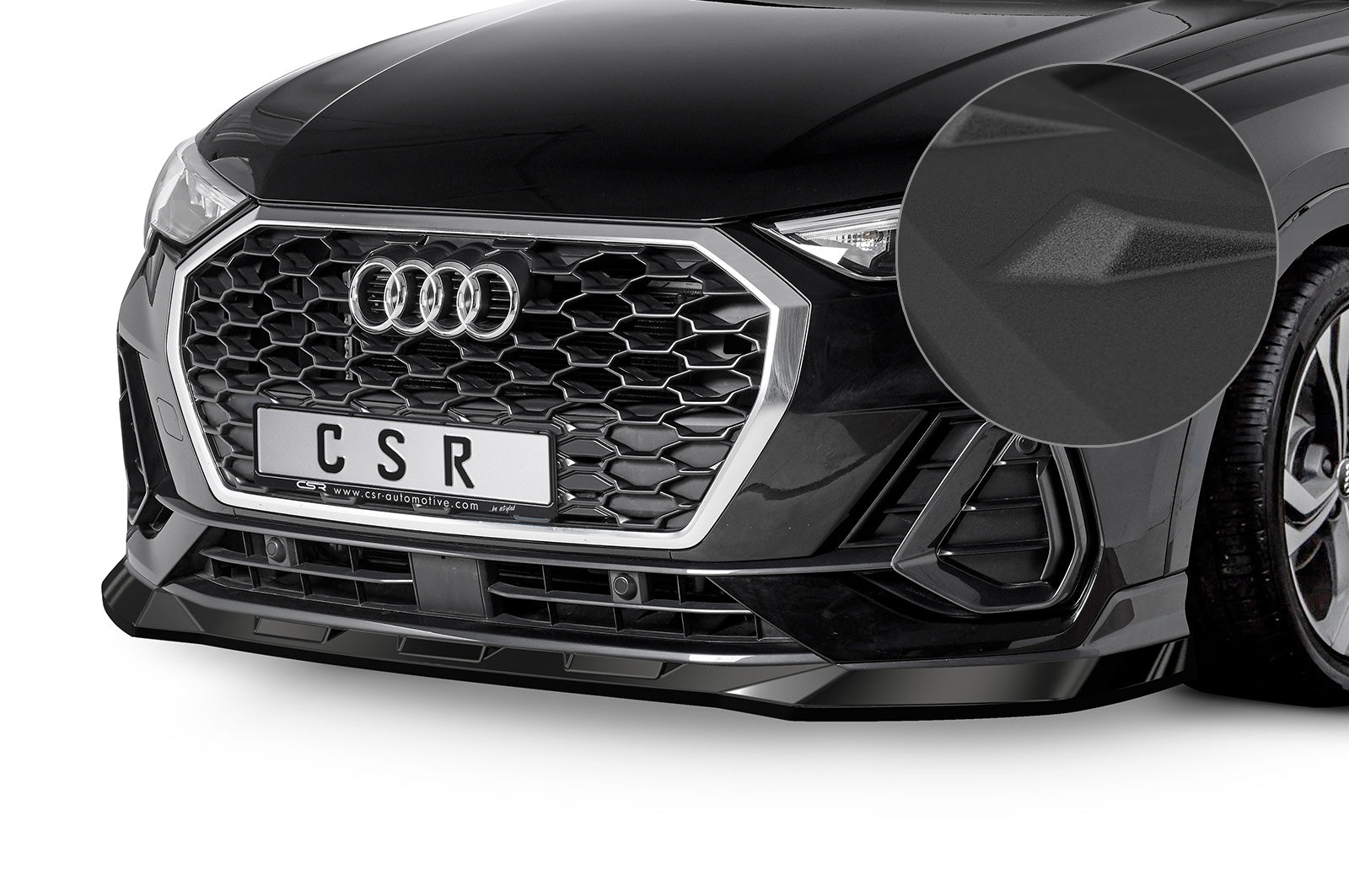 CSR Frontspoiler | Cup-Spoilerlippe mit ABE für Audi Q3 (Typ F3) Sportback CSL485-S Strukturiert schwarz matt (keine Lackierung erforderlich)