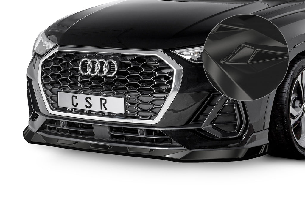 CSR Frontspoiler | Cup-Spoilerlippe mit ABE für Audi Q3 (Typ F3) Sportback CSL485-G Glossy schwarz Hochglanz (keine Lackierung erforderlich)
