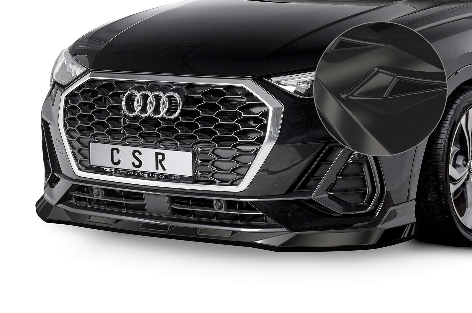 CSR Frontspoiler | Cup-Spoilerlippe mit ABE für Audi Q3 (Typ F3) Sportback CSL485-G Glossy schwarz Hochglanz (keine Lackierung erforderlich)