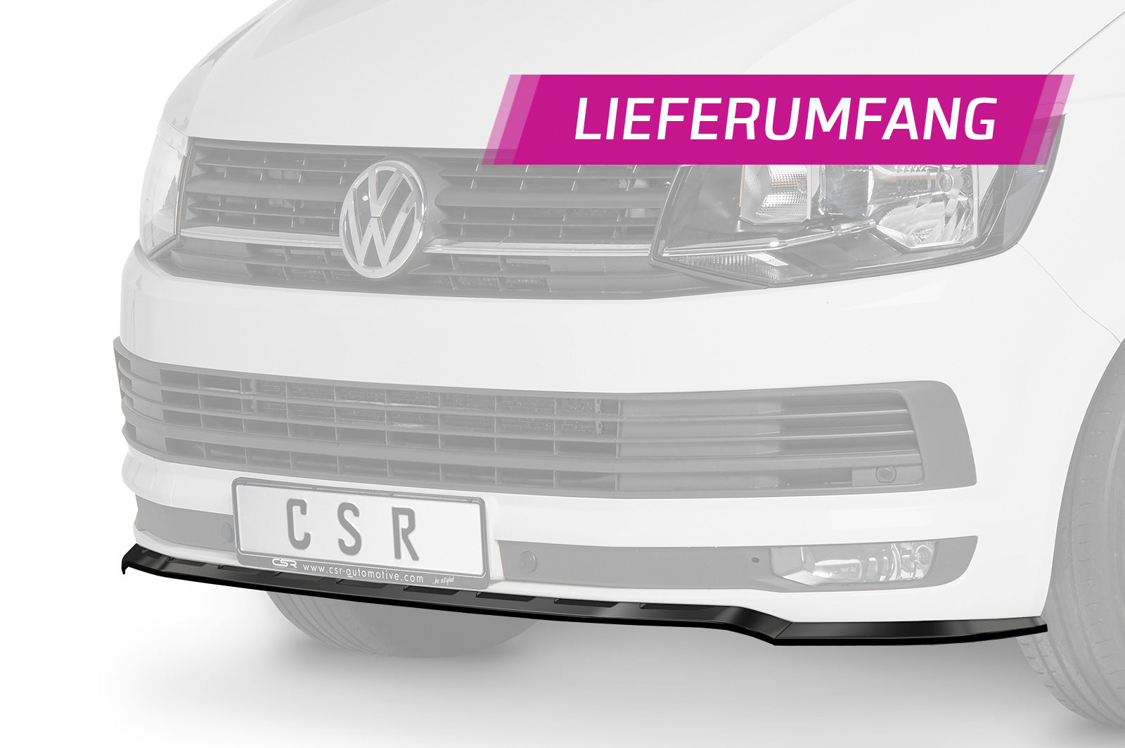 CSR Frontspoiler | Cup-Spoilerlippe mit ABE für VW T6 Bus CSL486-S Strukturiert schwarz matt (keine Lackierung erforderlich)