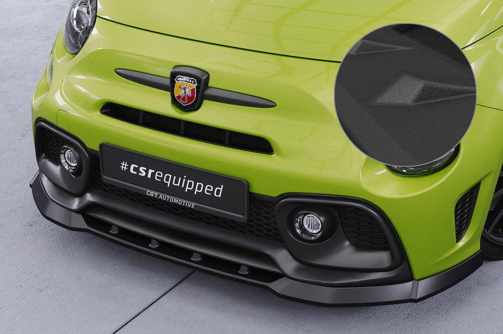 CSR Frontspoiler | Cup-Spoilerlippe mit ABE für Fiat 500 Abarth 595 CSL487-S Strukturiert schwarz matt (keine Lackierung erforderlich)