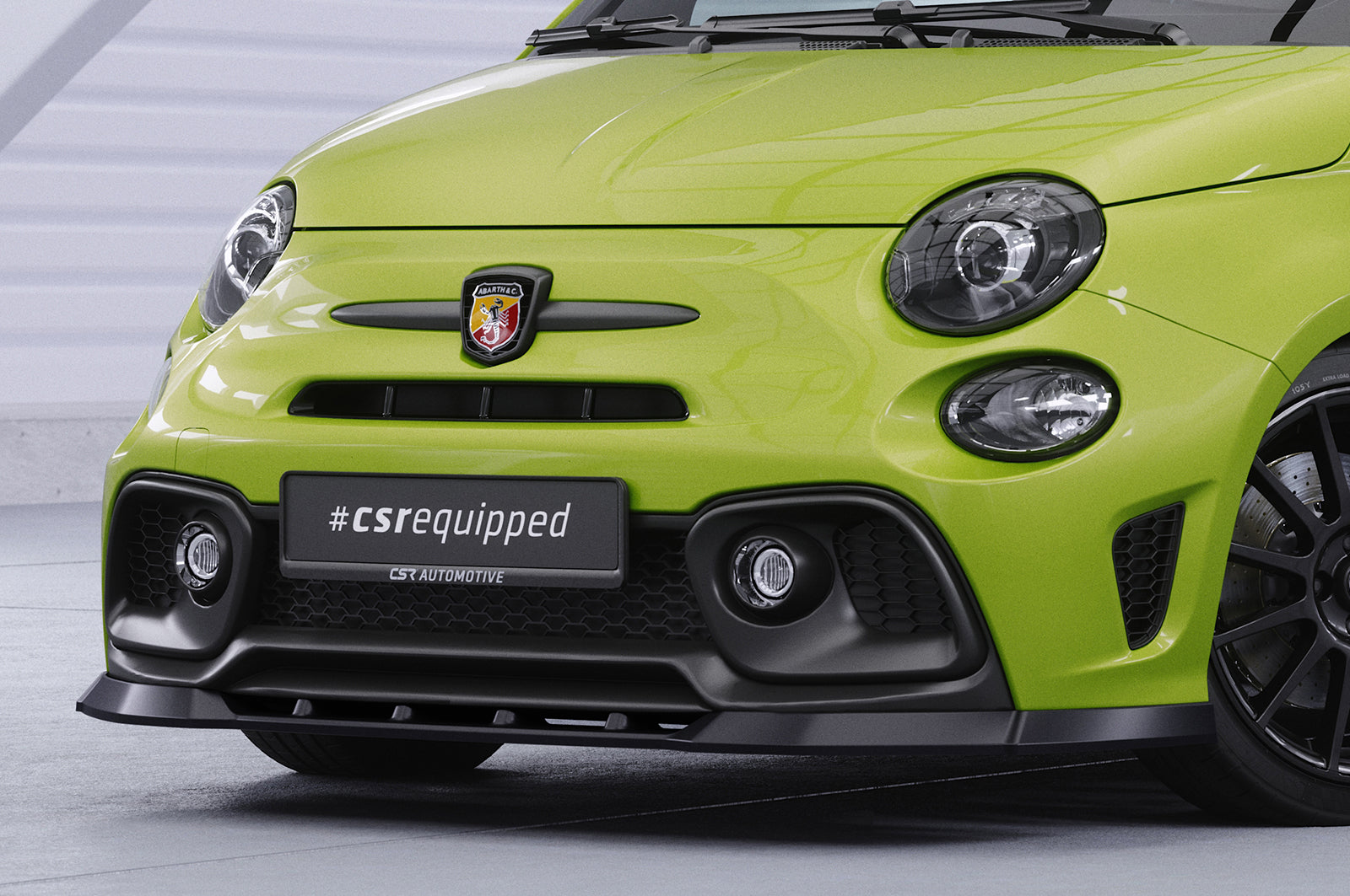 CSR Frontspoiler | Cup-Spoilerlippe mit ABE für Fiat 500 Abarth 595 CSL487-C Carbon Look Hochglanz (keine Lackierung erforderlich)