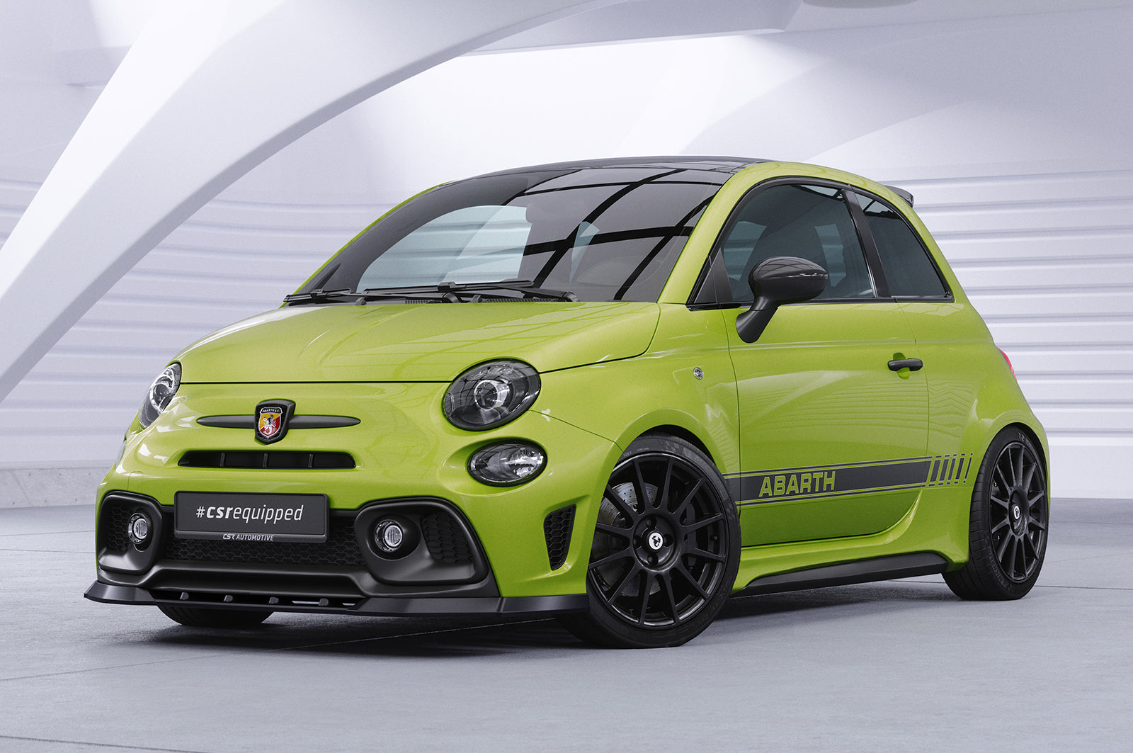 CSR Frontspoiler | Cup-Spoilerlippe mit ABE für Fiat 500 Abarth 595 CSL487-S Strukturiert schwarz matt (keine Lackierung erforderlich)