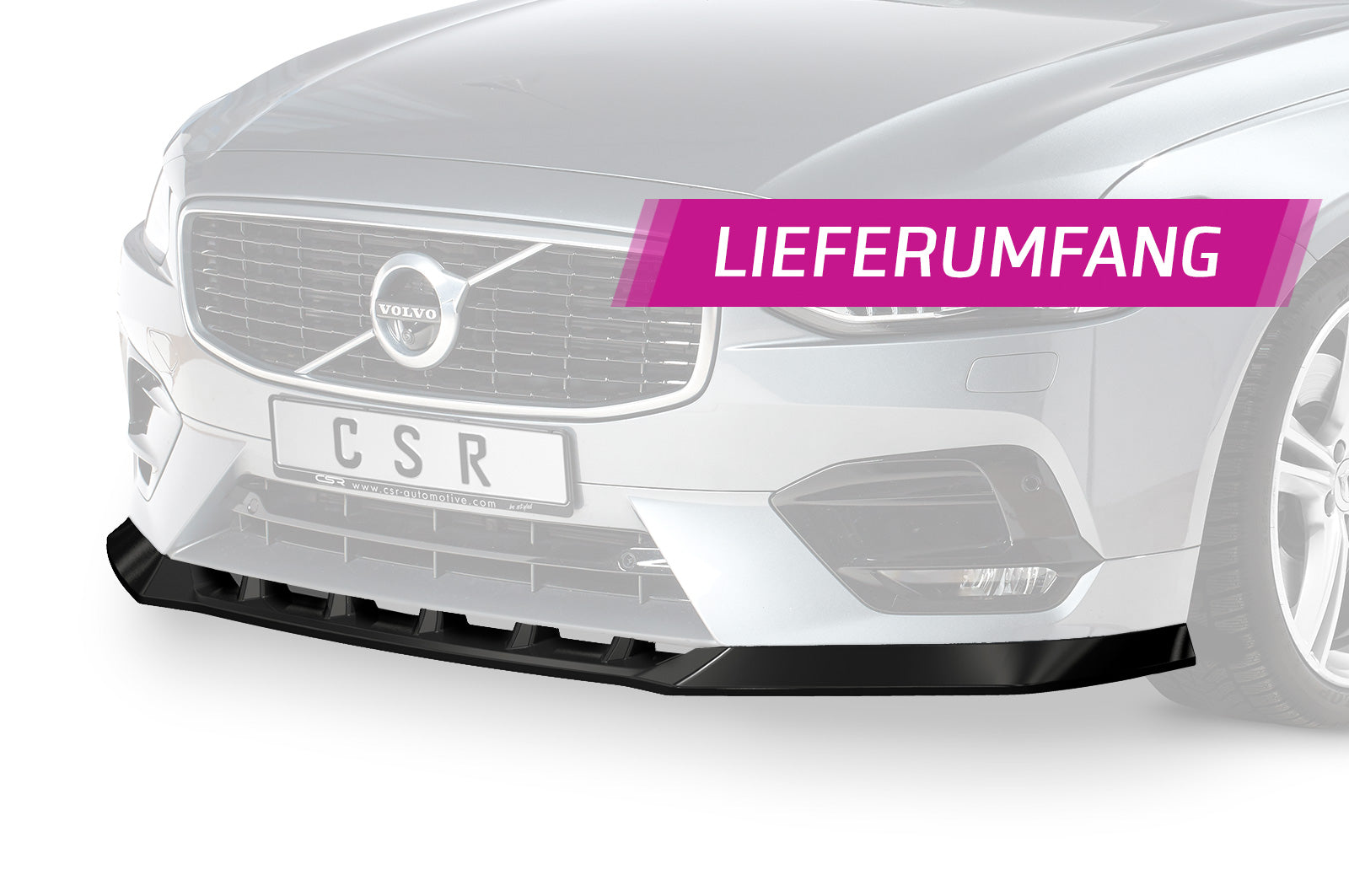CSR Frontspoiler | Cup-Spoilerlippe mit ABE für Volvo S90 CSL488-G Glossy schwarz Hochglanz (keine Lackierung erforderlich)