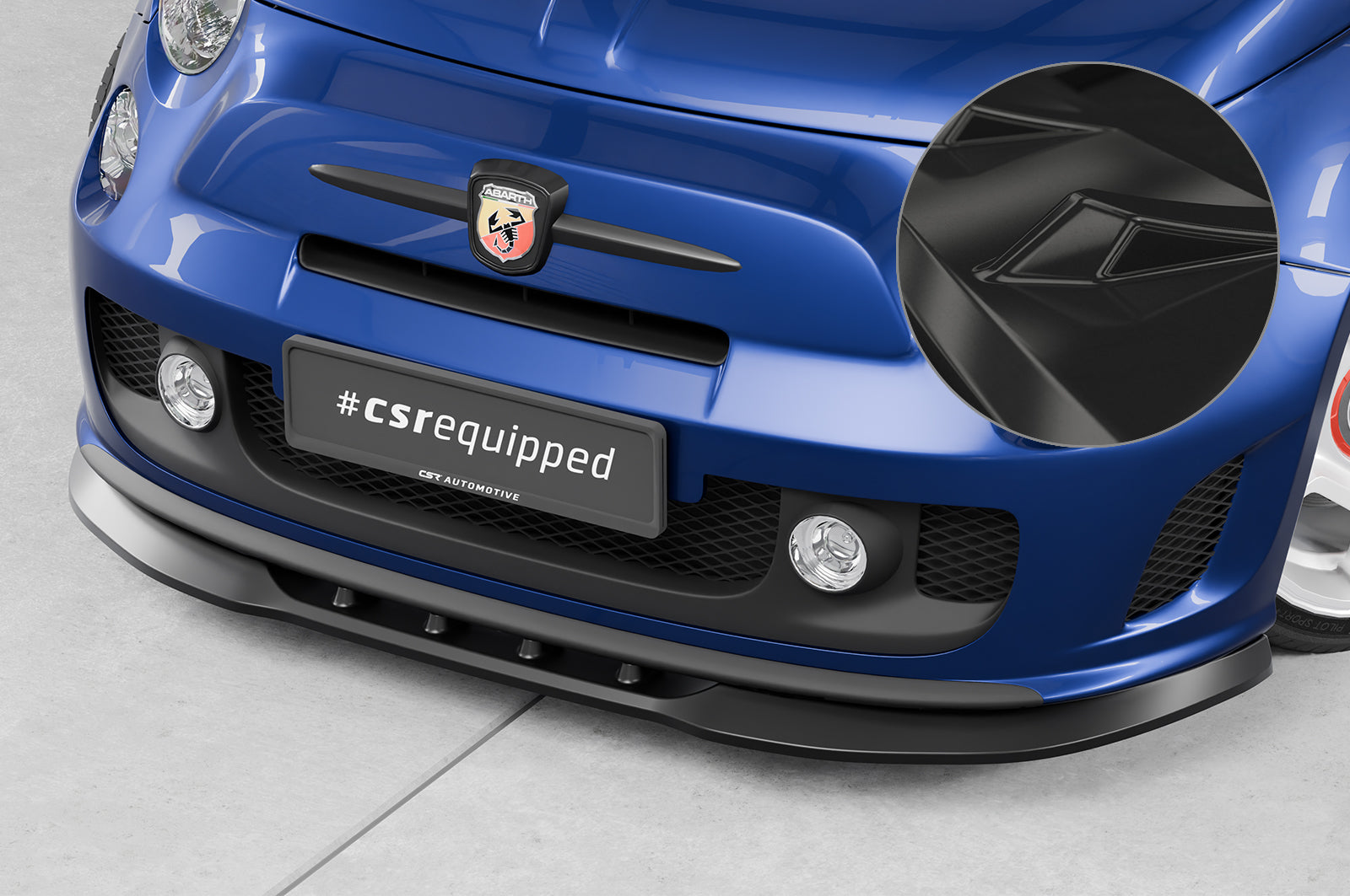 CSR Frontspoiler | Cup-Spoilerlippe mit ABE für Fiat 500 Abarth 595 CSL490-G Glossy schwarz Hochglanz (keine Lackierung erforderlich)