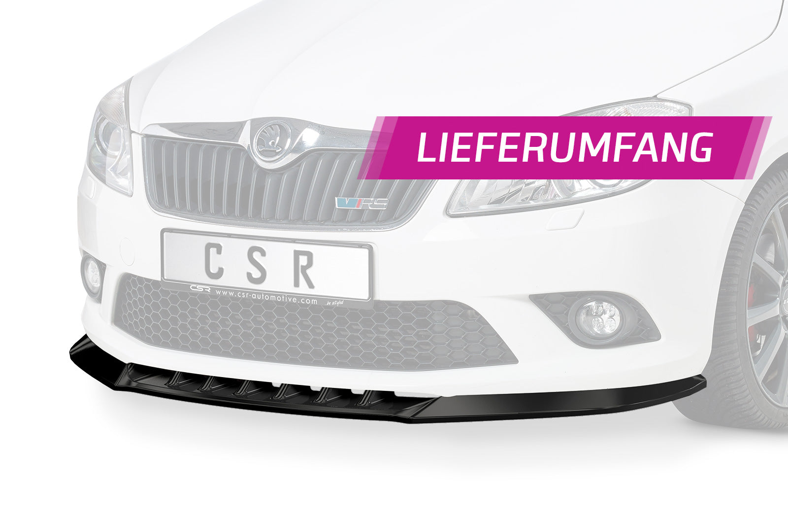 CSR Frontspoiler | Cup-Spoilerlippe mit ABE für Skoda Fabia 2 RS (Typ 5J) CSL493-L Unlackiert roh (Lackierung erforderlich)