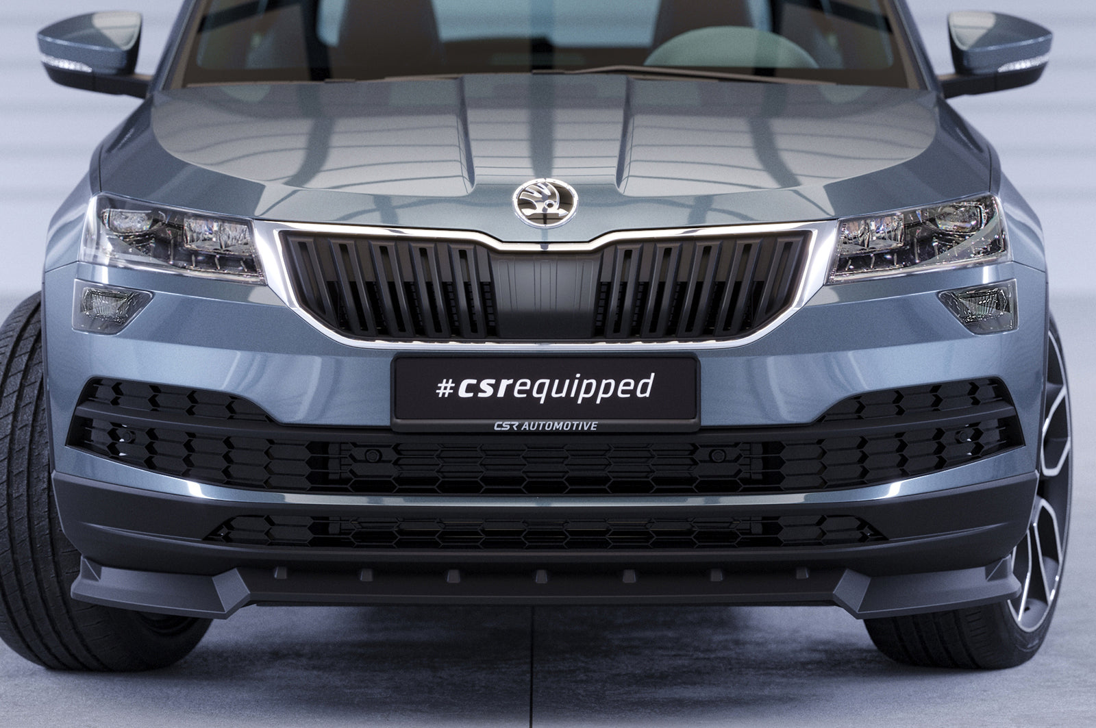 CSR Frontspoiler | Cup-Spoilerlippe mit ABE für Skoda Karoq CSL495-C Carbon Look Hochglanz (keine Lackierung erforderlich)