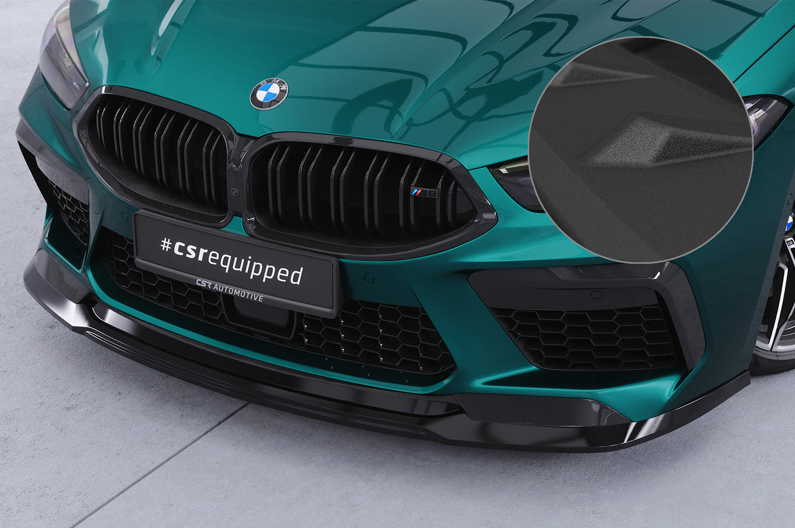 CSR Frontspoiler | Cup-Spoilerlippe mit ABE für BMW M8 Competition (F91/F92/F93) CSL508-S Strukturiert schwarz matt (keine Lackierung erforderlich)