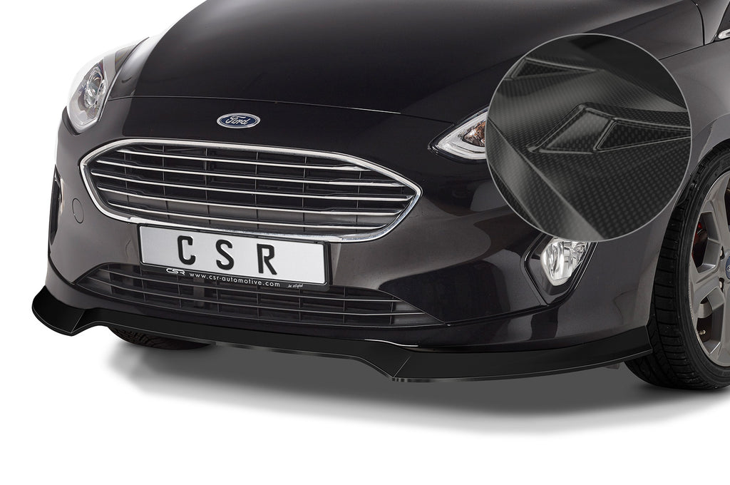 CSR Frontspoiler | Cup-Spoilerlippe mit ABE für Ford Fiesta MK8 CSL510-C Carbon Look Hochglanz (keine Lackierung erforderlich)