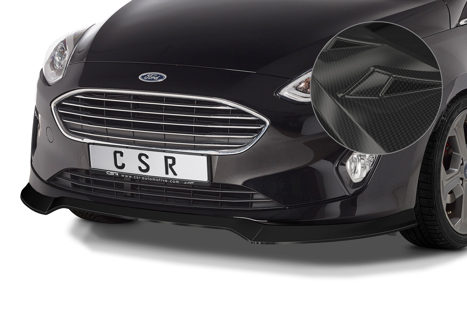 CSR Frontspoiler | Cup-Spoilerlippe mit ABE für Ford Fiesta MK8 CSL510-C Carbon Look Hochglanz (keine Lackierung erforderlich)