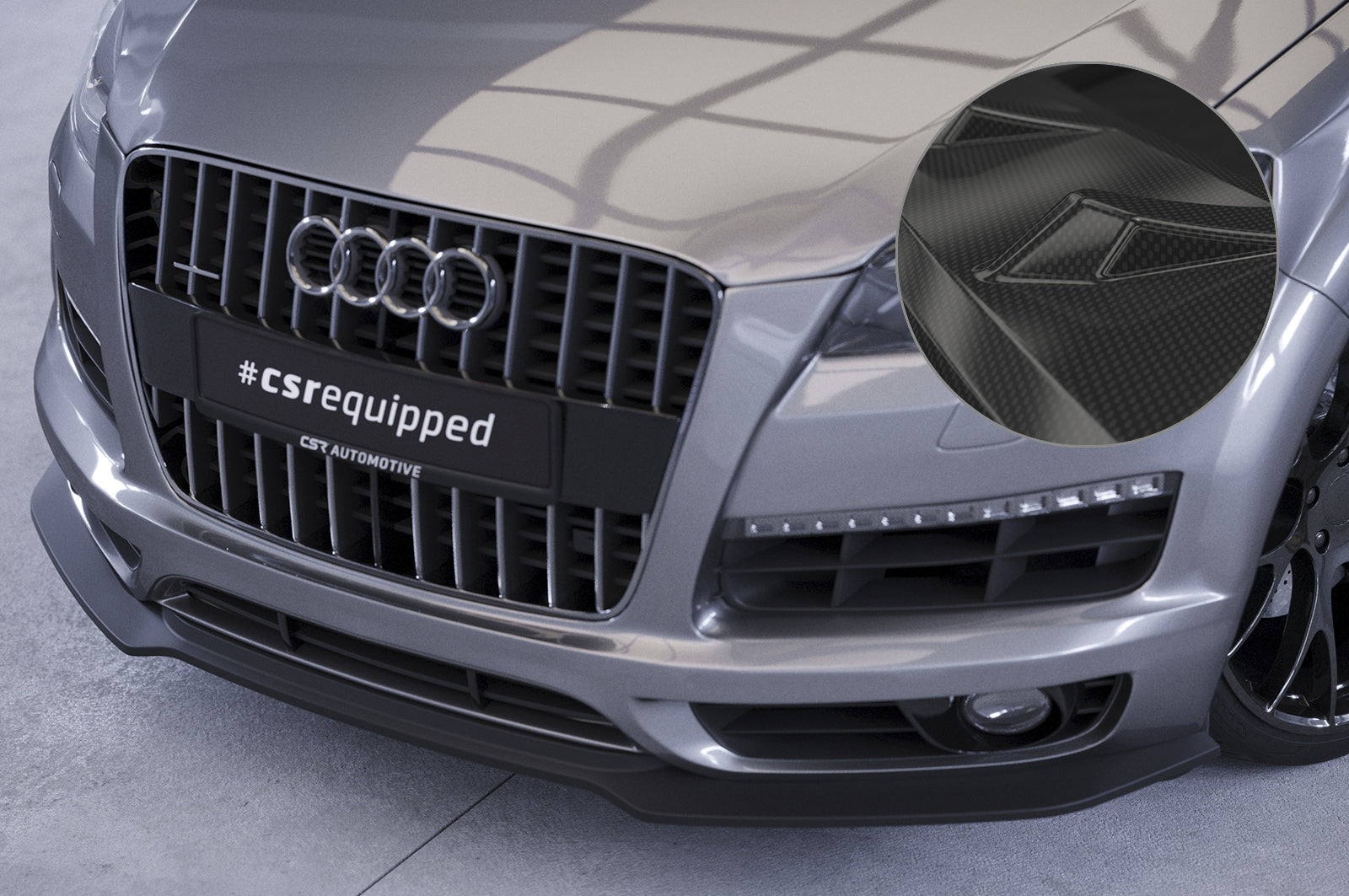 CSR Frontspoiler | Cup-Spoilerlippe mit ABE für Audi Q7 (4L) S-Line CSL515-C Carbon Look Hochglanz (keine Lackierung erforderlich)