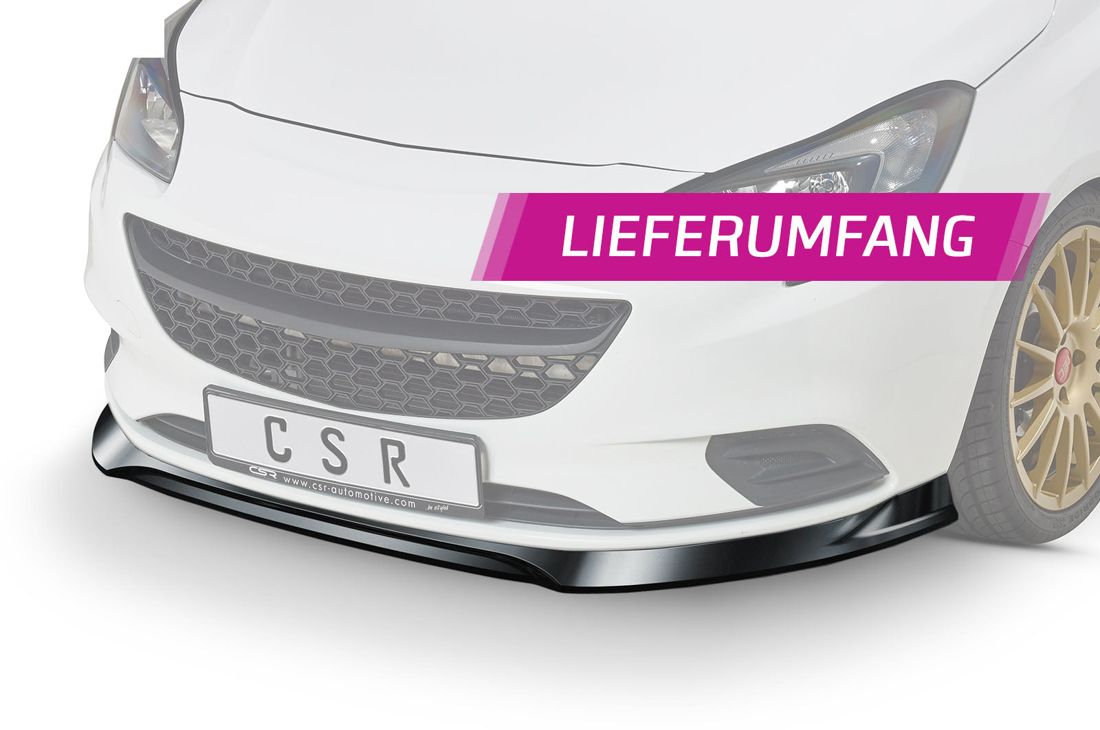 CSR Frontspoiler | Cup-Spoilerlippe mit ABE für Opel Corsa E CSL516-G Glossy schwarz Hochglanz (keine Lackierung erforderlich)